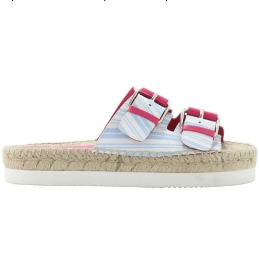 Virginie Dhello For Cosmoparis Buckle and Striped Espadrille Sandals 39